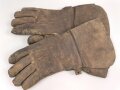 Luftwaffe , Paar Lederhandschuhe für Angehörige des fliegenden Personal. Stärker getragen, die Druckknöpfe defekt