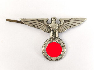 Adler für eine Schirmmütze für politische Leiter der SA, Ausführung bis 1938, ein Splint fehlt. Flügelspannweite 49mm