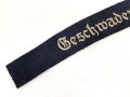 Luftwaffe Ärmelband "Geschwader Horst Wessel" . Leicht getragenes Stück, Gesamtlänge 40,5cm