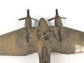Schweres Flugzeugmodell aus Messing, Spannweite 32cm