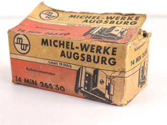 Luftwaffe , 10 Stück Reihentrennstecker " 14 MIN 265 60" in originaler Umverpackung der " Michel-Werke Augsburg"  Ungereinigter Dachbodenfund