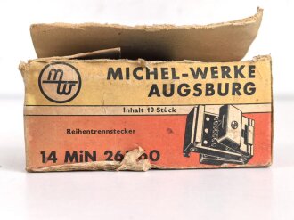 Luftwaffe , 10 Stück Reihentrennstecker " 14 MIN 265 60" in originaler Umverpackung der " Michel-Werke Augsburg"  Ungereinigter Dachbodenfund