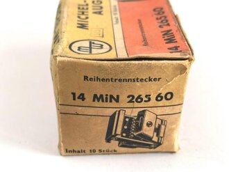 Luftwaffe , 10 Stück Reihentrennstecker " 14 MIN 265 60" in originaler Umverpackung der " Michel-Werke Augsburg"  Ungereinigter Dachbodenfund