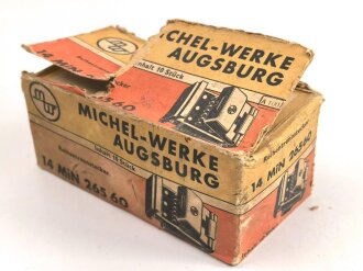 Luftwaffe , 10 Stück Reihentrennstecker " 14 MIN 265 60" in originaler Umverpackung der " Michel-Werke Augsburg"  Ungereinigter Dachbodenfund