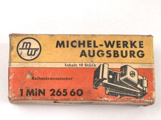 Luftwaffe , 10 Stück Reihentrennstecker " 1 MIN 265 60" in originaler Umverpackung der " Michel-Werke Augsburg"  Ungereinigter Dachbodenfund