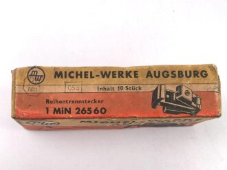 Luftwaffe , 10 Stück Reihentrennstecker " 1 MIN 265 60" in originaler Umverpackung der " Michel-Werke Augsburg"  Ungereinigter Dachbodenfund