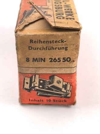 Luftwaffe , 10 Stück Reihensteckdurchführung " 8 MIN 265 50" in originaler Umverpackung der " Michel-Werke Augsburg"  Ungereinigter Dachbodenfund