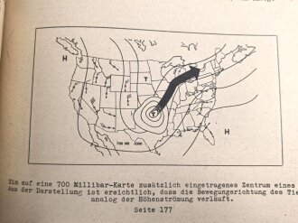 Fluglehrbuch: AFM 105-5 "Meteorologie für fliegendes Personal in der Ausbildung" 208 Seiten, über DIN A4. Stempel der " Lehr und Versuchs Staffel 1958"