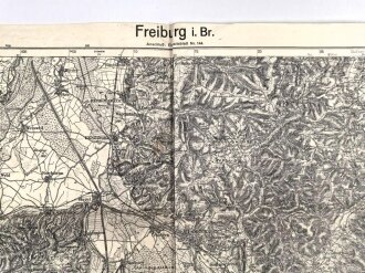 Landkarte Wehrmacht "Freiburg i. Br." Sonderausgabe, Maße 59 x 76 cm, leicht angekokelt