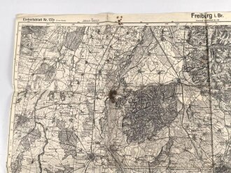 Landkarte Wehrmacht "Freiburg i. Br." Sonderausgabe, Maße 59 x 76 cm, leicht angekokelt