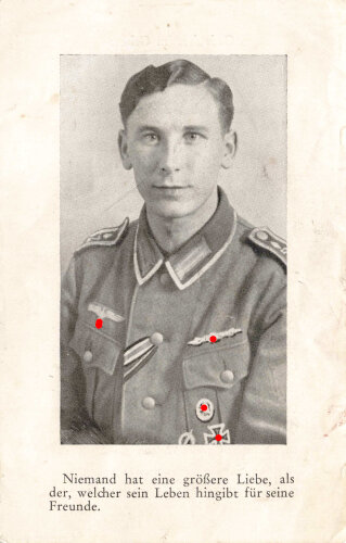 Gedenkkarte eines Oberfeldwebel und Zugführer in...