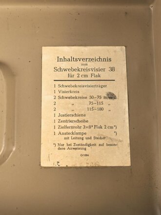 Transportkasten zum Schwebekreisvisier 38 für 2cm Flak der Wehrmacht. Originallack,