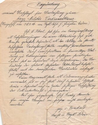 1. Weltkrieg und Weimarer Republik, Urkundengruppe eines bayrischen Frontkämpfers.