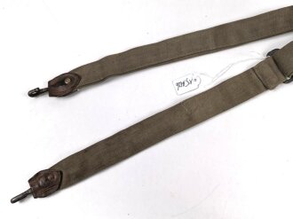 1. Weltkrieg, feldgrauer Trageriemen für Brotbeutel, die Schanzzeugschlaufe abgetrennt