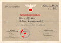 "Reichsschwimmschein" über 15 Minuten Schwimmen eines Angehörigen der Hilter Jugend Bann Löbau 212, datiert 1943