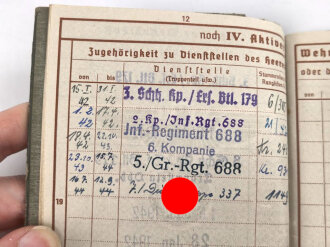Wehrpaß Heer, eingestellt am 15. Januar 1942 bei 3. Schtz. Kp./ Ers. Btl. 179 Traunstein