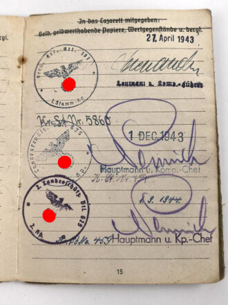 Soldbuch Heer, ausgestellt am 27.4.1943 bei "Gr. Ers. Btl 181"