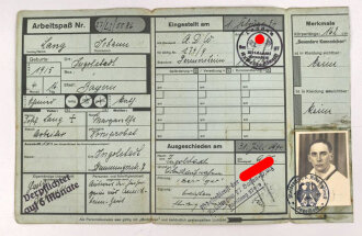 Freiwilliger Arbeitsdienst, Arbeitspaß, datiert 1934