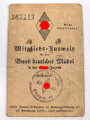 Mitgliedausweis für den Bund deutscher Mädel, Gau Rheinpfalz Obergau 13, datiert 1934