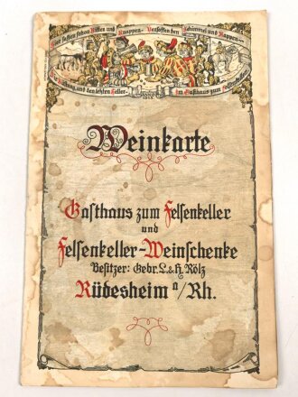 Sonderkarte für den Rheinischen Abend des alten Führerkoprs der NSDAP, 8. Oktober 1936, Rüdesheim, über DIN A5