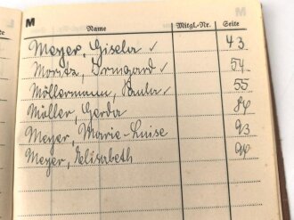 "Mitglieder Grundbuch" Jungmädel Gruppe 13/55  Raum Bielefeld für das Jahr 1937, ca 240 Seiten, gebraucht, unter DIN A5