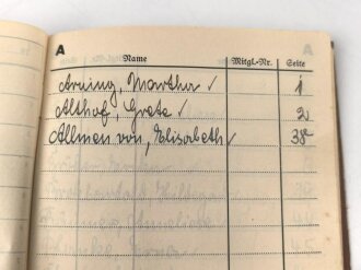 "Mitglieder Grundbuch" Jungmädel Gruppe 13/55  Raum Bielefeld für das Jahr 1937, ca 240 Seiten, gebraucht, unter DIN A5
