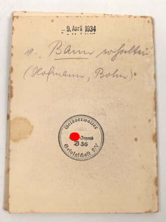 "Schafft uns Jugendherbergen - Wir sind die Garanten der Zukunft" datiert 1934, gebraucht, DIN A6 mit Bestellschein