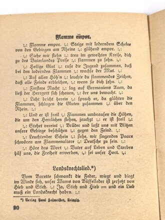 BDM - Liederbuch, Nationalsozialistischer Liederschatz Band 10, 32 Seiten, gebraucht, DIN A6, Rückseite fehlt