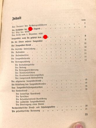 Dv JM 1, Dienstvorschrift der Hitler-Jugend "Der Jungmädelsdienst" 1938, 56 Seiten, gebraucht, DIN A5