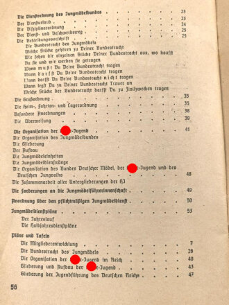 Dv JM 1, Dienstvorschrift der Hitler-Jugend "Der Jungmädelsdienst" 1938, 56 Seiten, gebraucht, DIN A5