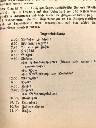 Die Mädelschaft - Blätter für Heimabendgestaltung der Mädel, Juni Ausgabe 1937, Folge 6 "Mädel im Lager" 32 Seiten, A5