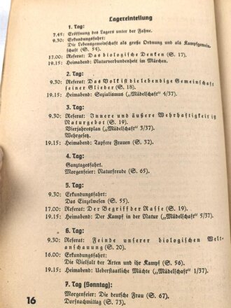 Die Mädelschaft - Blätter für Heimabendgestaltung der Mädel, Juni Ausgabe 1937, Folge 6 "Mädel im Lager" 32 Seiten, A5