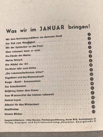 Das Deutsche Mädel - Die Zeitschrift des BDM, Jahrgang 1941 Januarheft