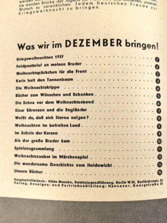 Das Deutsche Mädel - Die Zeitschrift des BDM, Jahrgang 1939 Dezemberheft