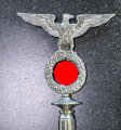 Fahne der NSDAP Ortsgruppe Leussow. Die Hakenkreuze Nachlackiert, sonst unberührt und zusammengehörig. War scheinbar nie auseinander. das Fahnentuch mit Mottenschäden. KEIN VERSAND