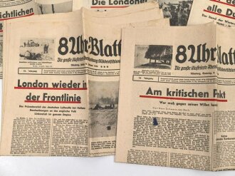 " 8 Uhr Blatt" Die große illustruierte Abendzeitung Süddeutschlands. 11 Ausgaben von 1944. Jeweils nicht auf Vollständigkeit geprüft