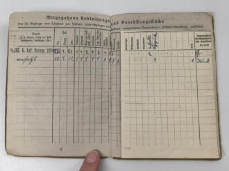 Soldbuch Heer, ausgestellt 21.12.1940 bei MG. Erf. Komp. 104 . Verhältnismäßig wenige Einträge, Vollständig
