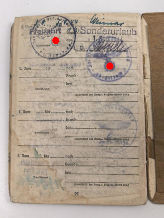Soldbuch Heer, ausgestellt 14.10.1942 bei Stamm Kp. Pz. Gren. Ers. Btl. 101
