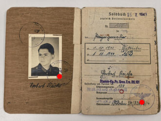 Soldbuch Heer, ausgestellt 14.10.1942 bei Stamm Kp. Pz. Gren. Ers. Btl. 101
