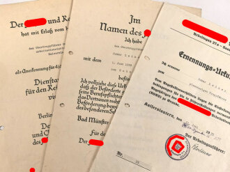 Reichsarbeitsdienst, Urkundengruppe eines Unterfeldmeisters aus Kaiserslautern, DIN A4, gelocht 