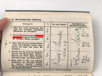 Hitler-Jugend Leistungsbuch eines Angehörigen aus Ried  im Innkreis, Bann 541 , eingetragenes Leistungsabzeichen in silber, 1940