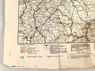 Deutsche Heereskarte "Stuttgart" Ausgabe Nr. 2, datiert 1944, gebraucht, Maße 50 x 66 cm