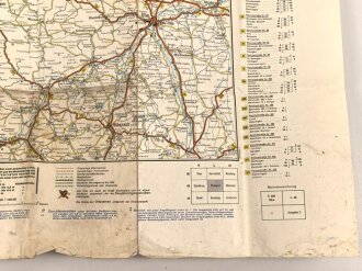 Deutsche Heereskarte "Stuttgart" Ausgabe Nr. 2, datiert 1944, gebraucht, Maße 50 x 66 cm