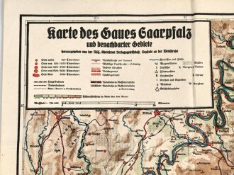 "Karte des Gaues Saarpfalz" gebraucht, 61 x 47 cm