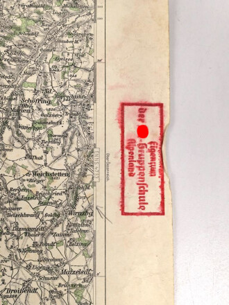 Landkarte Österreich "Wels und Kremsmünster und Ried im Innkreis und Vöcklabruck, 2 Karten verklebt, Stempel: Eigentum der SA-Gruppenschule Alpenland, gebraucht