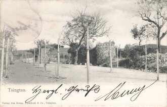 Postkarte "Tsingtau, Partie am Forstgarten"...