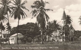 Postkarte Deutsch-Ost-Afrika "Benediktiner Mission Kurasini bei Daressalaam 1894-1934"