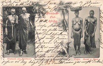 Postkarte Deutsch-Ost-Afrika "Watuale der Wattussi - Uvira Mann und Frau"