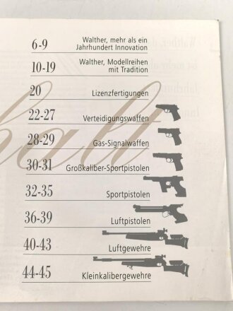 Werbebroschüre und Produkt Katalog "Walther" anlässlich des 100 jährigen Bestehens 1886-1986, DIN A4 mit 46 Seiten