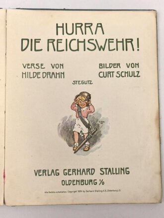 Kinderbuch "Hurra die Reichswehr!" stark gebraucht, datiert 1934